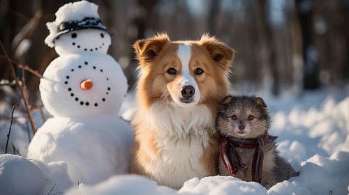 Snowman in a winter landscape