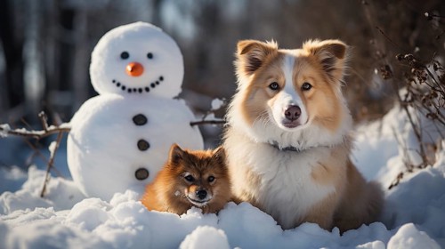 Snowman in a winter landscape