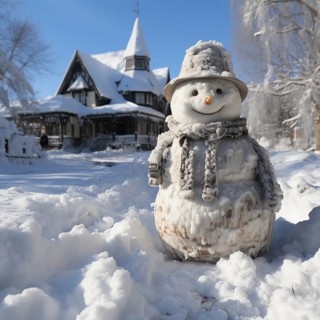 Snowman in a winter landscape