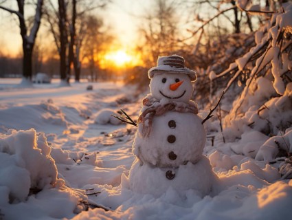 Snowman in a winter landscape