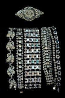 Rhinestone jewellery on black background