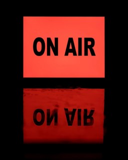 Air red neon light banner with reflection