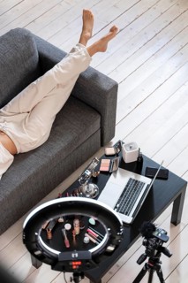 Beauty vlogger preparing video blog