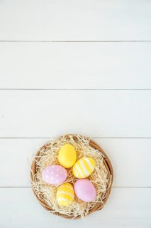 Bright easter eggs nest