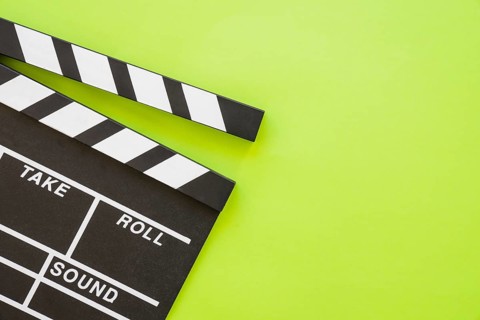 Clapperboard green background