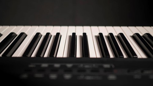 Close up beautiful digital piano with synthesizer