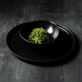 Close up view seaweed salad
