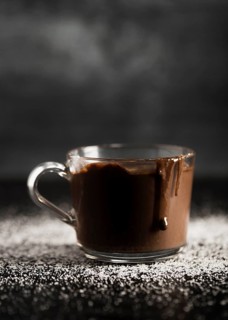 Delicious melted chocolate transparent cup