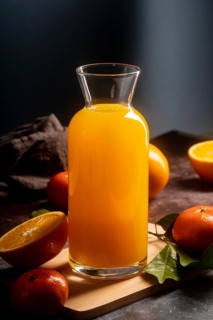 Delicious orange juice bottle arrangement