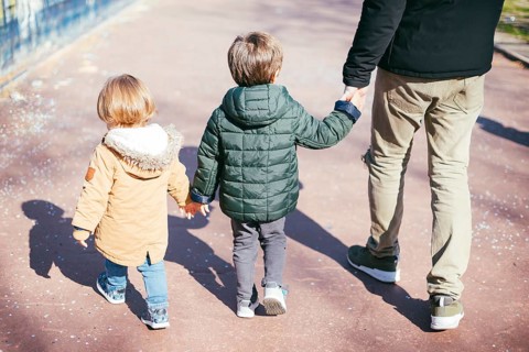 Father walk with sons