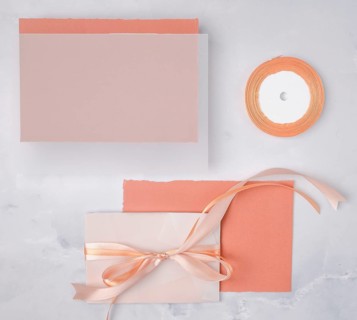 Flat lay wedding composition with minimalist invitations mock up
