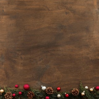 Green branches with bright baubles table
