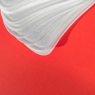 High view clean white pads red background