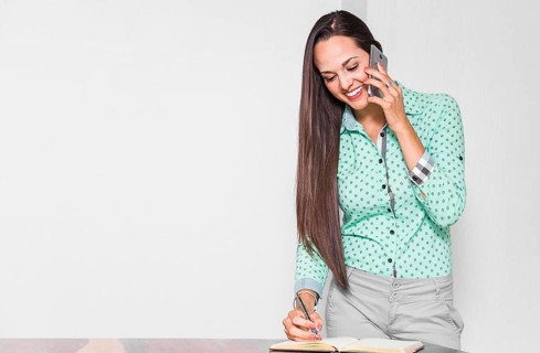 Medium shot woman doing her job office