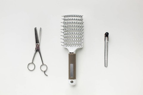 Metallic hair supplies top view