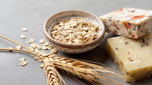Natural handmade soap from wheat high view