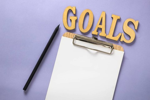 New year composition with letter forming word goals