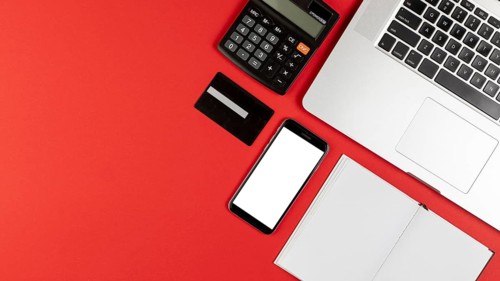 Phone mock up desk stuff with copy space