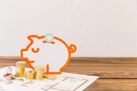 Piggybank with stacked coins key blueprint