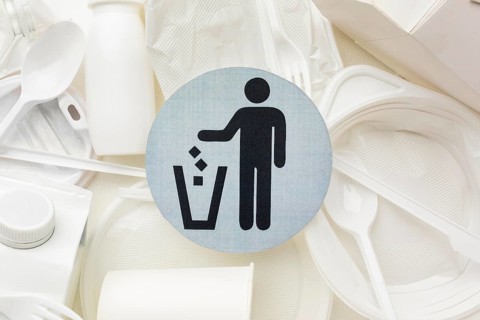 Plastic plates cups recycling symbol