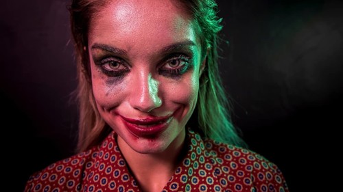 Portrait make up clown horror character looking camera