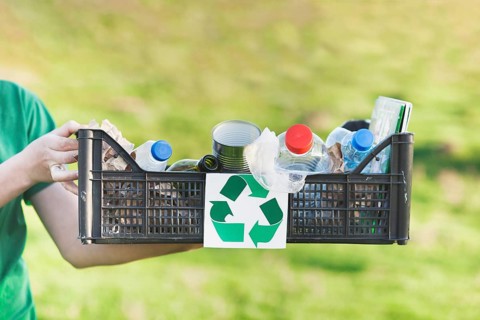 Recycle concept with box rubbish