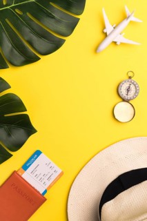 Tickets compass hat yellow background