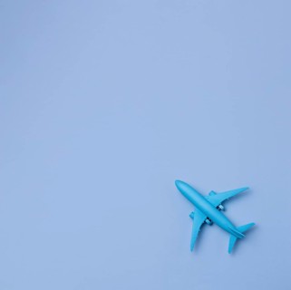 Top view airplane with copy space