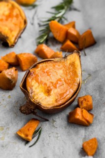 Top view cooked sweet potato