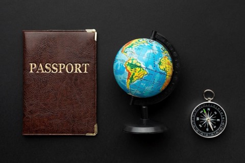 Top view passport compass arrangement