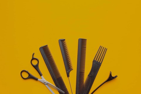 Top view professional hairdressing equipment