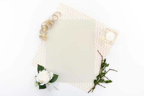 Top view wedding greeting card