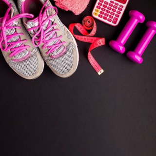 View frame with grey running shoes