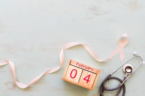 Awareness pink ribbon with stethoscope 4th february wooden box