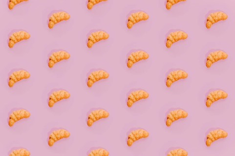 Bakery pattern with baked croissant