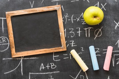Blackboard with calculations frame