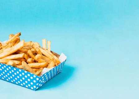 Box french fries with copy space