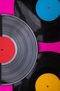 Close up vinyl records