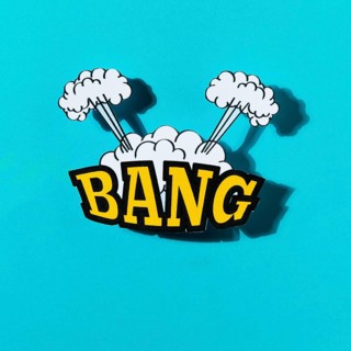 Comics explosion abstract style with text bang turquoise backdrop