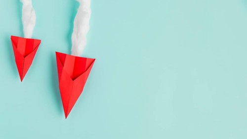 Copy space paper airplane