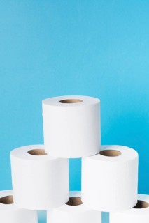 Copy space stack toilet paper