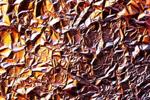 Crumpled copper aluminium foil background
