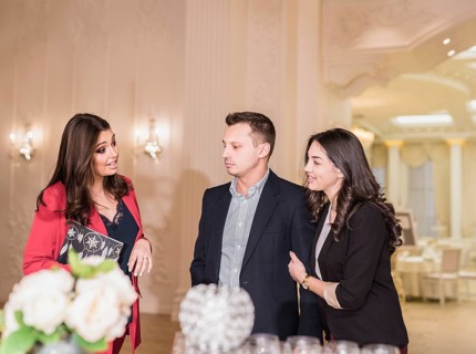 Event manager couple talking