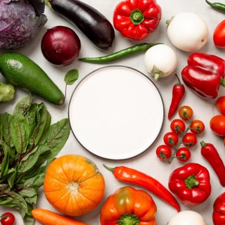 Flat lay fresh vegetables arrangement