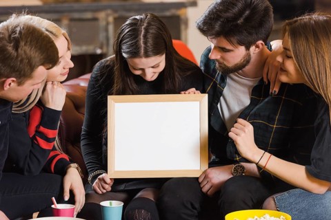 Friends with whiteboard party