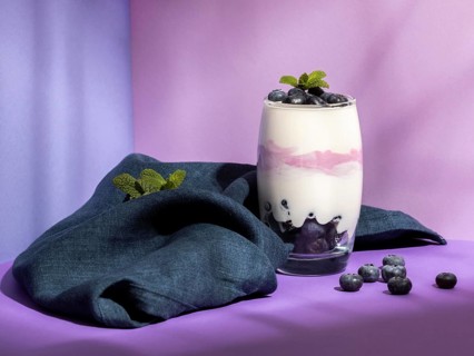 Front view composition healthy breakfast meal with yogurt