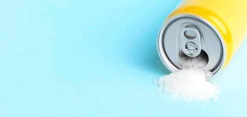 High angle can with sugar copy space
