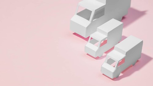 High angle delivery trucks with copy space