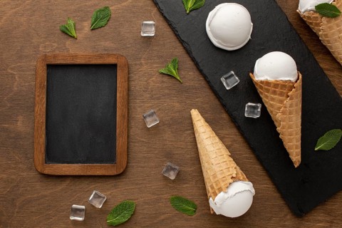Ice cream cone with chalkboard