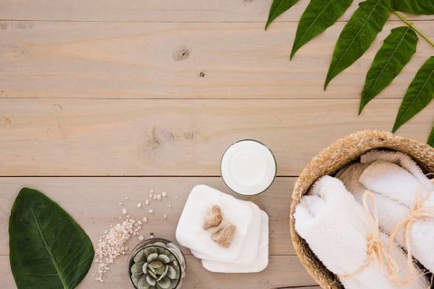 Skin care implements leaves